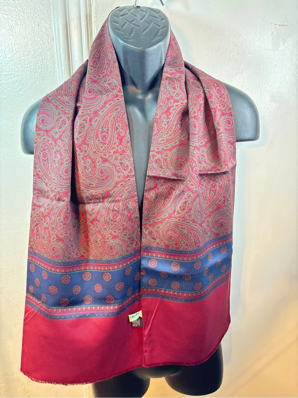 Paisley Red and Navy Tubular Silk Scarf
